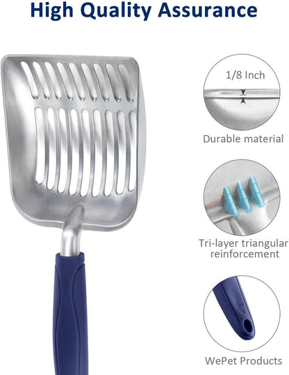Wepet Cat Litter Scoop, Aluminum Alloy Sifter, Kitty Metal Scooper, Deep Shovel, Long Handle, Poop Sifting, Kitten Pooper Lifter, Durable, Heavy Duty, for Litter Box4