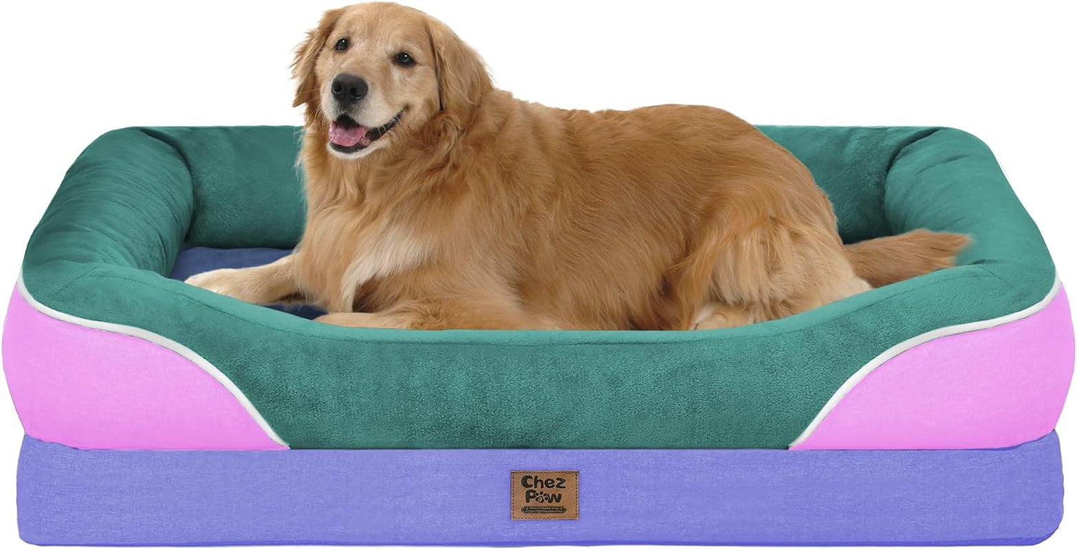 chez-paw-waterproof-orthopedic-xl-dog-bed-for-large-and-extra-large-dogs-egg-crate-foam-4-sided-bolster-support-waterproof-liner-non-slip-bottom-machine-washable-cover-42-x-30-inch