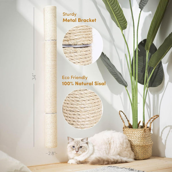 Xympo 34" Wall Mounted Cat Scratcher, Sisal Scratching Post2