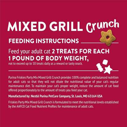 Purina Friskies Cat Treats, Party Mix Mixed Grill Crunch - (Pack of 6) 6 Oz. Pouches10