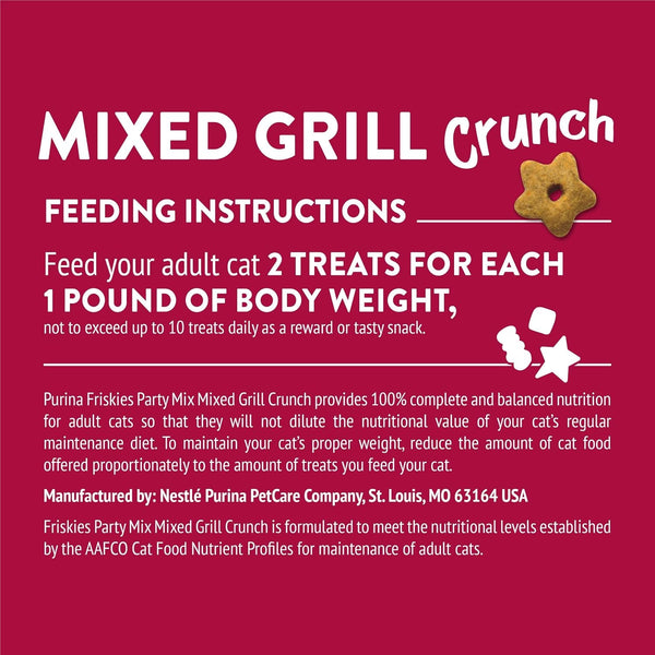 Purina Friskies Cat Treats, Party Mix Mixed Grill Crunch - (Pack of 6) 6 Oz. Pouches10