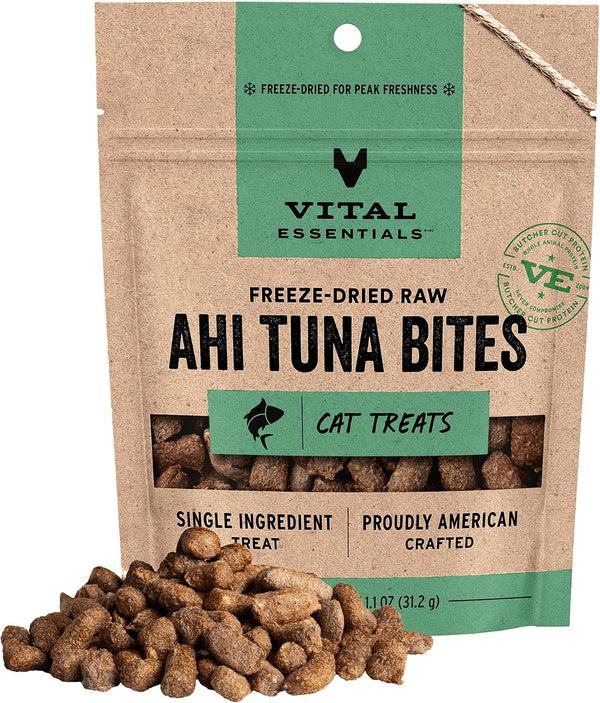 Vital Essentials Freeze Dried Cat Treats, Salmon Bites, 1.1 Oz Bag | Crunchy, Single Protein, Premium Quality, Grain Free, USA Made with U.S. & Globally Sourced Ingredients11