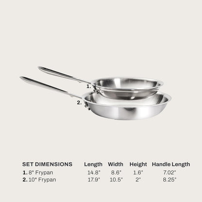 All-Clad D3 3-Ply Stainless Steel Fry Pan Set 2 Piece, 8, 10, Inch Induction Oven Broiler Safe 600F Pots and Pans, Cookware Silver | the Original Bonded Professional Cookware, Cooking Set, 8 & 10" Skillet Set, Induction Compatible, Oven Safe up to 600F2