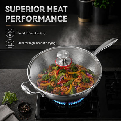 Titanium Wok with Lid,Titanium Wok Pan for Cooking,14Inch Non Stick Wok Pan with Steamer Basket,No Coating Titanium Frying Pans,Pfas/Pfoa/Ptfe Free Cookware3