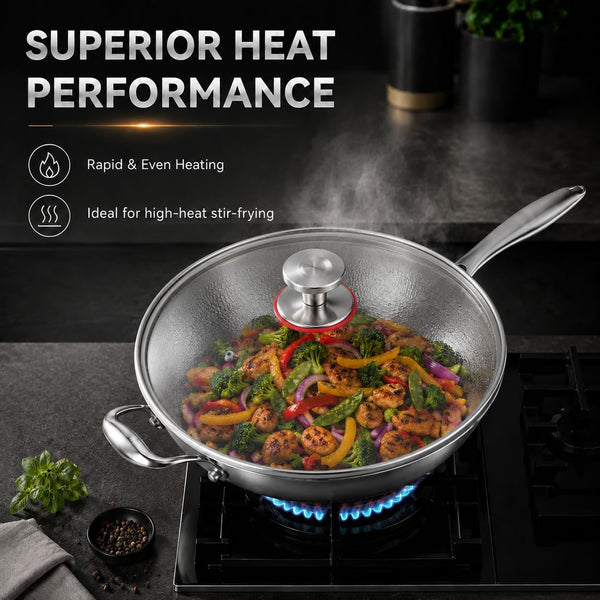 Titanium Wok with Lid,Titanium Wok Pan for Cooking,14Inch Non Stick Wok Pan with Steamer Basket,No Coating Titanium Frying Pans,Pfas/Pfoa/Ptfe Free Cookware3