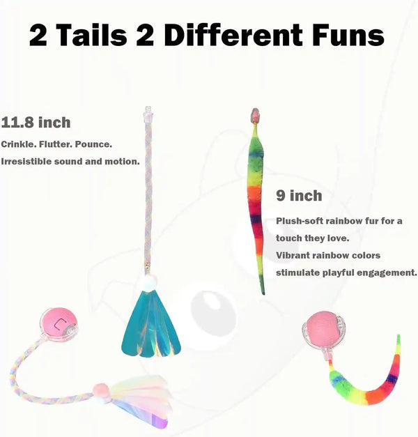 Interactive Dog Cat Toy Ball, Upgraded Rechargable Rolling Pet Ball with 2 Tails, Smart Automatic Moving Toy for Bored Indoor Kitty Puppy -Pink3