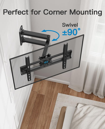 Full Motion TV Wall Mount for 26-65 Inch Flat Curved Tvs, Heavy Duty Single Articulating Arms, Corner TV Mount up to VESA 400X400Mm and 77Lbs, Support Swivel, Tilt, Level Adjustment4