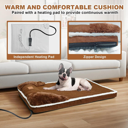 Heated Pet Bed for Cat & Puppy, 20×20In Dog Beds with Memory Foam Pet Bed, Nine Gears Smart Switch Dog Sofa with Timer, Washable Removable Cotton Sleeve, Soft and Comfortable6