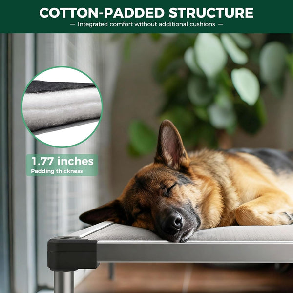 FXW Titannest Padded Chew-Proof Elevated Dog Bed for Large Dogs | Easy to Clean, Pre-Assembly Raised Cot, Indoor/Outdoor/Camping, 47 X 29 X 7.3In3