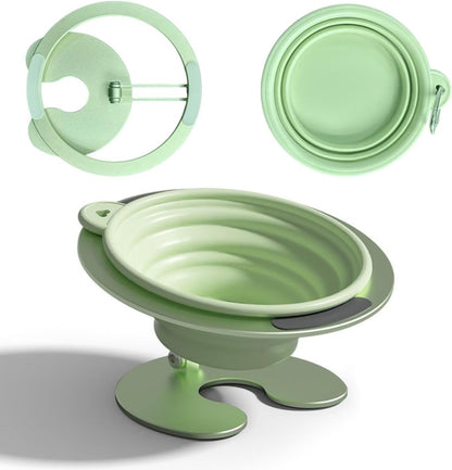 Collapsible Elevated Cat Dog Food Bowl, Portable Raised Pet Food Water Dish, Adjustable Tilted Food Feeder for Indoor Outdoor Cats Dogs, Whisker Friendly Cat Feeding Watering Dish for Travelling1