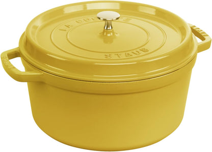 STAUB Enamelled Cast Iron Casserole Dish with Lid, Suitable for All Heat Sources Including Induction, 4 People, Round, 24 Cm, 3.70 L, 4.7 Kg, Lemon1