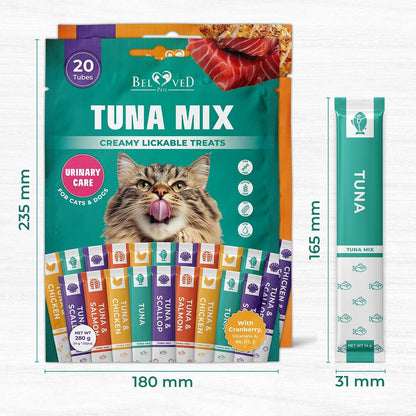 Creamy Lickable Cat Treats & Wet Food Squeeze Tubes – Liquid Kitten Snacks, Urinary Tract Care, Skin & Coat Health, Multivitamin Treats for Cats, & Small Dogs, Lick up 40 Sticks Tuna + Chicken Mix7