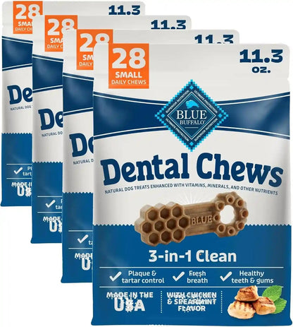 Blue Buffalo Natural Dental Chews for Small Dogs 5-20 Lbs., Chicken & Spearmint, Daily Teeth Cleaning Dog Treats, Enhanced with Vitamins & Minerals, 11.3-Oz. Bag (28 Treat Count)13