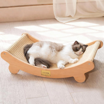 CHEERHOME PETS Sisal Cat Scratcher Bed for Indoor Cats Hammock for Scratching Pad Cat Chair Natural Sisal Scratch Post for Large Cats Scratcher Lounge, Wooden Cat Furniture(Large)1