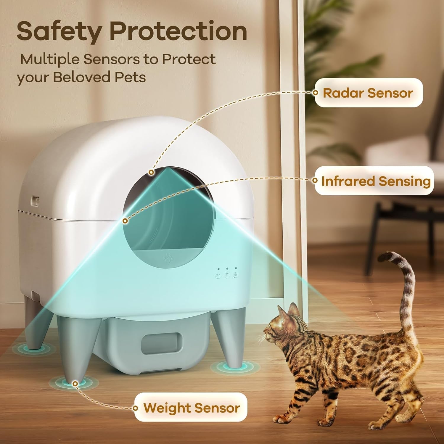fumoi-automatic-cat-litter-box-self-cleaning-litter-box-large-capacity-for-multiple-cats-app-control-with-safety-sensors-removable-washable-liner-2-rolls-garbage-bags-grey