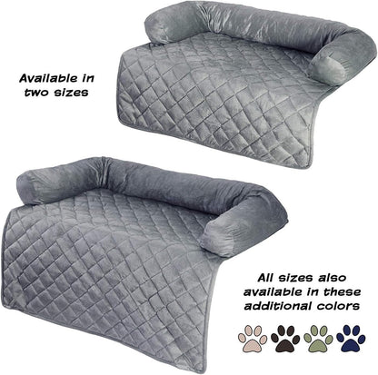 Couch Cover for Dogs - 35X35 Pet Furniture Protector with Memory Foam Neck Bolster, Quilted Fabric, and Water-Resistant Base Layer by PETMAKER (Gray)7