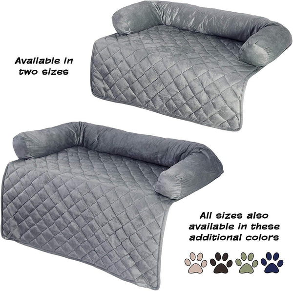 Couch Cover for Dogs - 35X35 Pet Furniture Protector with Memory Foam Neck Bolster, Quilted Fabric, and Water-Resistant Base Layer by PETMAKER (Gray)7