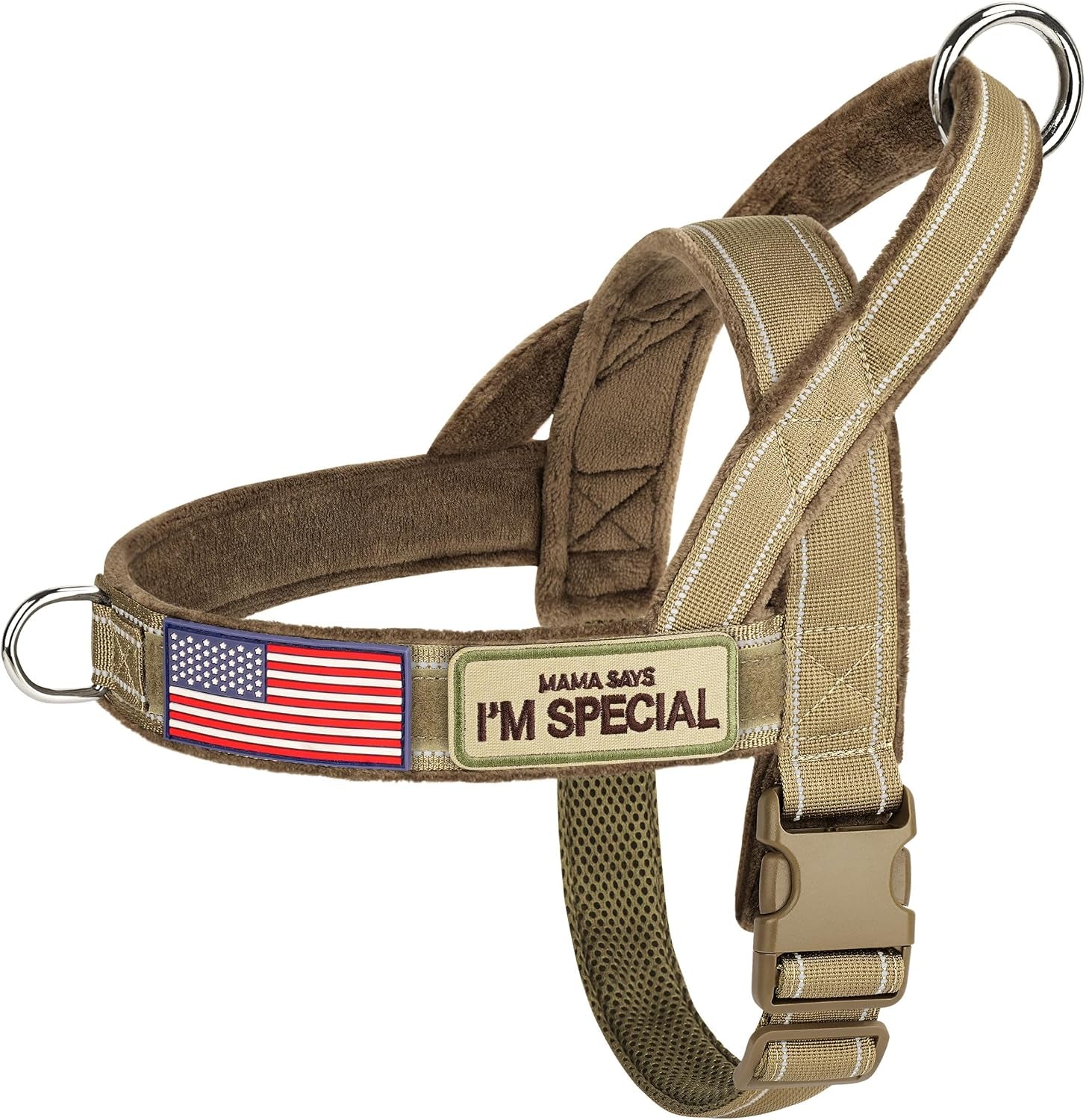 forestpaw-no-pull-dog-harness-with-large-handle-comfortable-l-brown-adjustable-fits-chest-26-31-50-80-lbs-slip-on-quick-release-easy-control-soft-padded-for-medium-large-dogs-walking-training