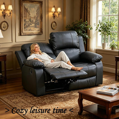 Manual Reclining Sofa Set, 2-Piece Living Room Furniture Set, Recliner Couch Loveseat，Faux Leather Sofa Set for Living Room/Apt/Home Theater/Office7