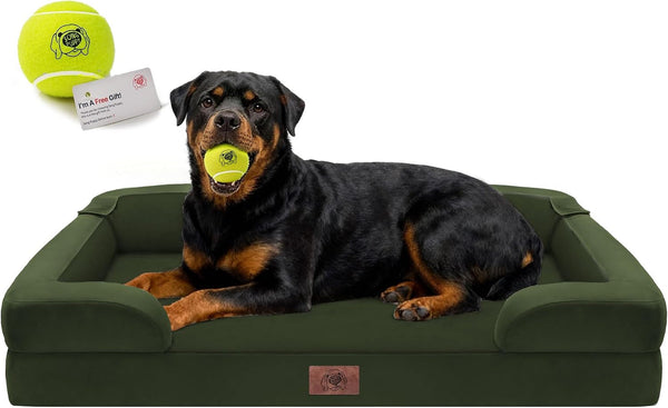 Waterproof Orthopedic Dog Bed for Extra Large Sized Dogs | Memory Foam Pet Bed Sofa with Bolster, Dog Couch with Washable Cover & Non-Slip Bottom, 42X30 Inch, Grey10