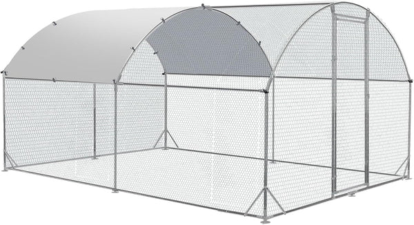 Large Metal Chicken Coop round Top Upgrade Tri-Supporting Wire Mesh Chicken Run,Chicken Pen with Water-Resident and Anti-Uv Cover,Duck Rabbit House Outdoor (6.6'L X 9'W X 6.5'H)11