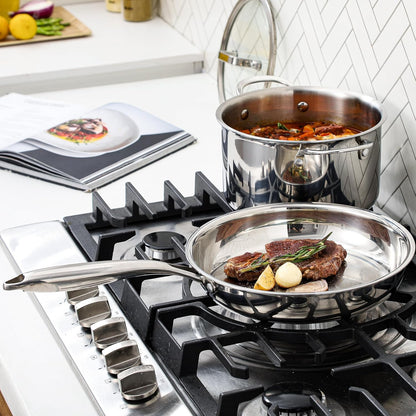 Cooking Pots Including Glass Lids, Frying Pan, Set of 3 Pots/Pan, Ø16Cm, Ø20Cm, Ø26Cm, Dishwasher-Safe, Pots for Induction, Fully Lined 3-Ply Stainless Steel6