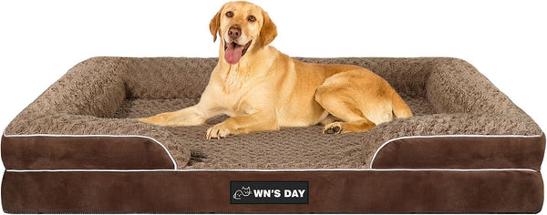 Orthopedic Dog Bed for Large Medium Sized, Washable Memory Foam Large Dog Bed, Medium Pet Sofa with Removable Cover, Washable Waterproof Pet Couch Beds(Grey, L)16
