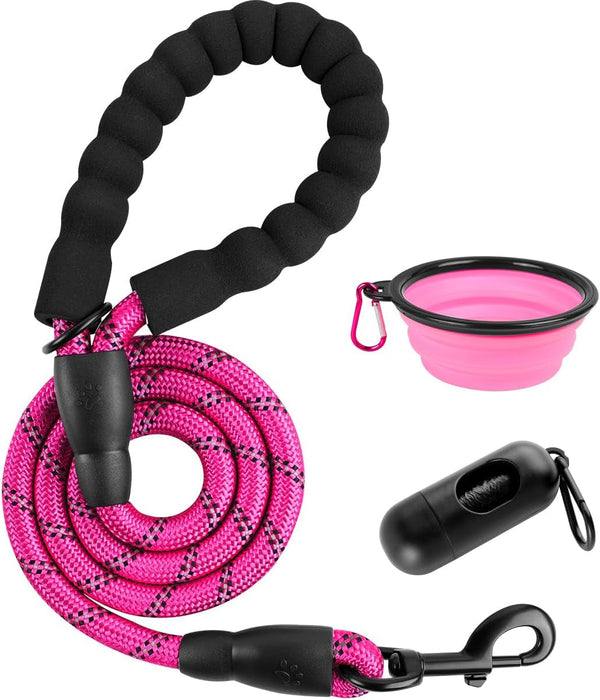 BARKBAY Dog Leashes for Large Dogs Heavy Duty Dog Leash 4/5/6 FT with Comfortable Padded Handle and Highly Reflective Threads for Medium Large Dogs Walking Training Running (5Ft-1/2'',Pink)36