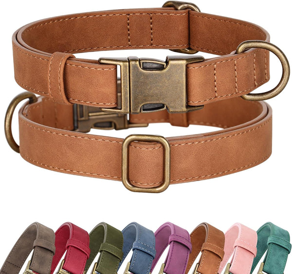 Didog Soft PU Leather Dog Collar for Small Dogs, Quick Release, Blue S | Comfort for Daily Walking Backyard, Stylish for Photography, Metal Buckle & D-Ring, Easy Wipe Clean, Adjustable Neck 10-15"10
