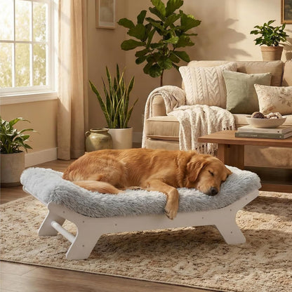 Muihood Elevated Wooden Dog Bed with Foam Mattress, Walnut, Large | Raised Dog Bed with Washable Cover, Supportive Foam Mattress, Perfect for Large Dogs and Indoor Living12