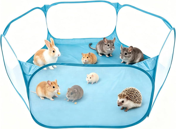 6-Sided Small Animal Playpen, Portable Steel Mesh Tent | for Rabbits, Hamsters, Chinchillas, Hedgehogs. Foldable High-Strength Steel Yard Fence for Indoor & Outdoor Use7