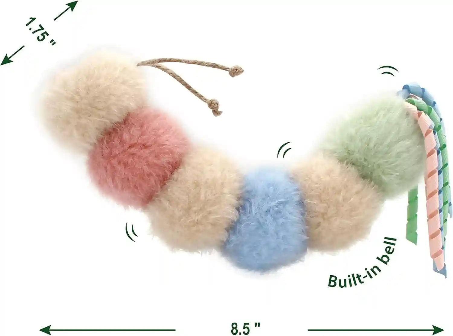 jumpaws-interactive-natural-catnip-kicker-with-rattle-and-ribbon-bite-resistant-for-all-ages-indoor-cat-soft-caterpillar-kicker-fluffy-kitten-toy