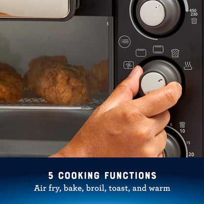 Oster® Compact Air Fryer Toaster Oven. Convection Countertop Pizza Oven, 4-Slice Toaster with 5 Cooking Functions – Air Fry, Bake, Toast, Broil, and Warm3