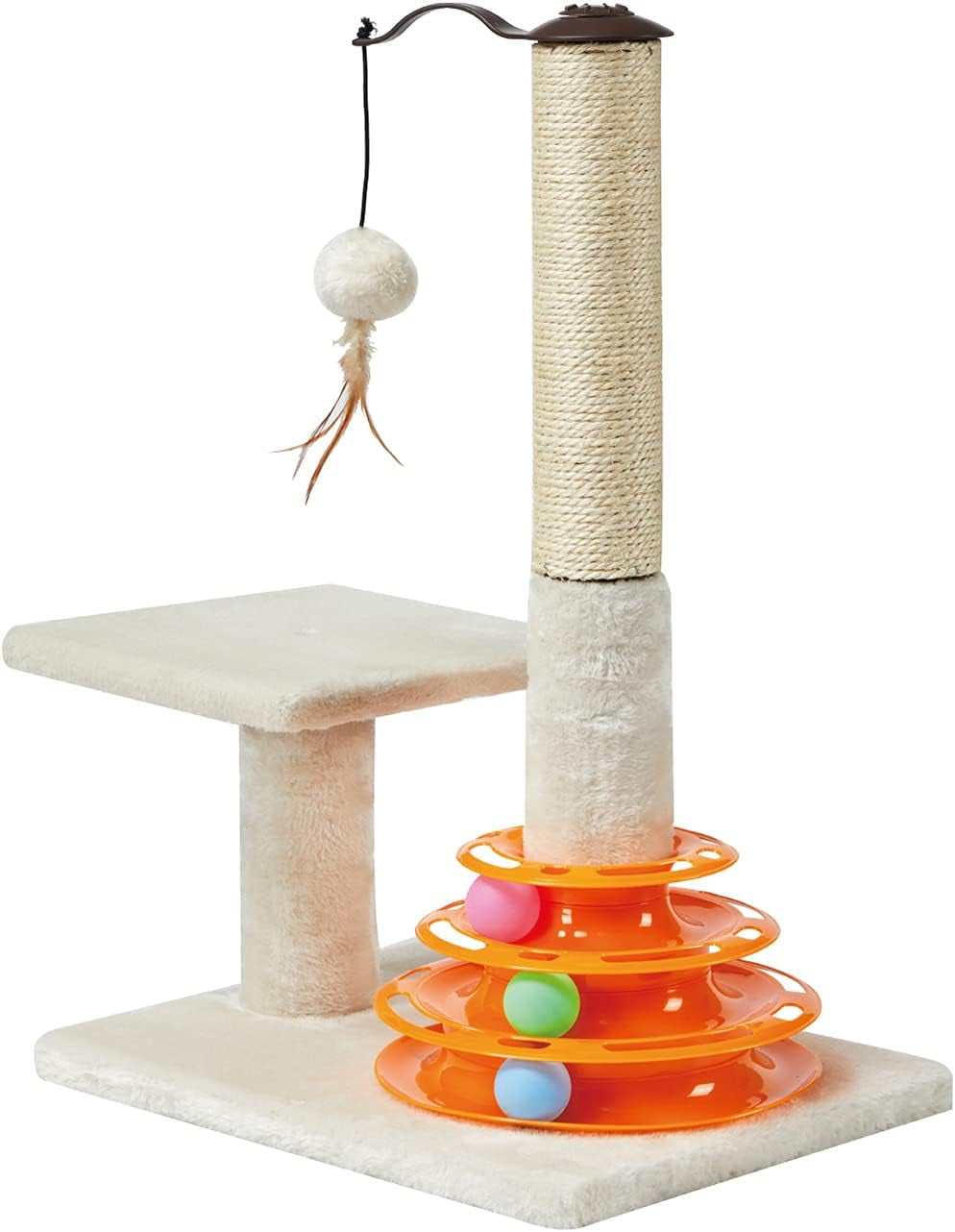 peekab-cat-scratching-post-kitten-sisal-scratcher-tree-with-tracks-toy-balls-for-indoor-cats-and-kittens-25-inches