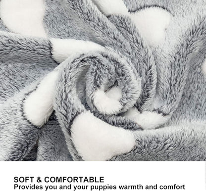 1 Pack 3 Puppy Blankets Super Soft Warm Sleep Mat Grey Cute Print Blanket Fluffy Fleece Pet Blanket Flannel Throw Dog Blankets for Small Dogs Puppy Dogs Fluffy Cats,Bone-Small(23"X15")4
