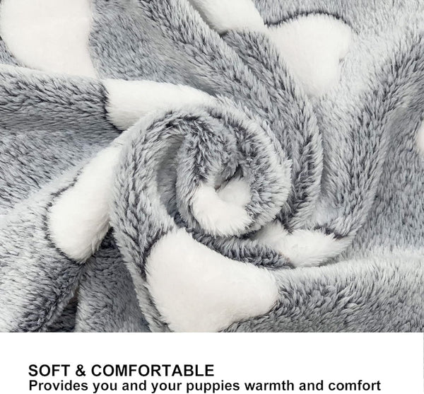 1 Pack 3 Puppy Blankets Super Soft Warm Sleep Mat Grey Cute Print Blanket Fluffy Fleece Pet Blanket Flannel Throw Dog Blankets for Small Dogs Puppy Dogs Fluffy Cats,Bone-Small(23"X15")4