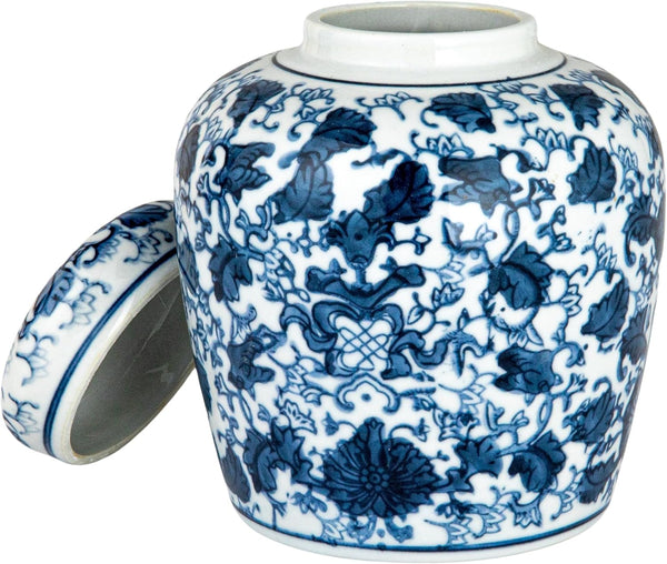 Creative Co-Op Blue & White Ceramic Ginger Jar with Lid5