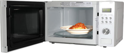 MW1101W Countertop Microwave Oven with Button Control, LED Display 1000W, 10 Power Levels, 6 Auto Menus, Glass Turntable and Child Safe Lock, 1.1 Cu. Ft., White4