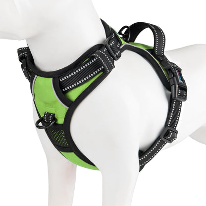 PHOEPET No Pull Dog Harness Medium Reflective Front Clip Vest with Handle, Adjustable 2 Metal Rings 2 Buckles(M, Grey)11