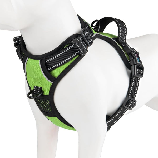 PHOEPET No Pull Dog Harness Medium Reflective Front Clip Vest with Handle, Adjustable 2 Metal Rings 2 Buckles(M, Grey)11