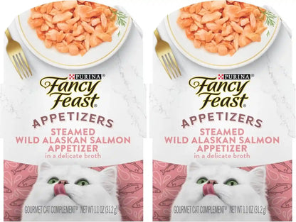 Purina Fancy Feast Appetizers Lickable Grain Free Wet Cat Food Topper Wild Alaskan Salmon Appetizer - (Pack of 10) 1.1 Oz. Trays9