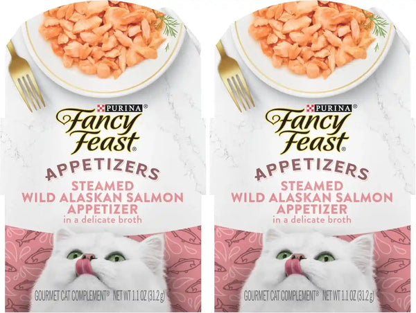 Purina Fancy Feast Appetizers Lickable Grain Free Wet Cat Food Topper Wild Alaskan Salmon Appetizer - (Pack of 10) 1.1 Oz. Trays9