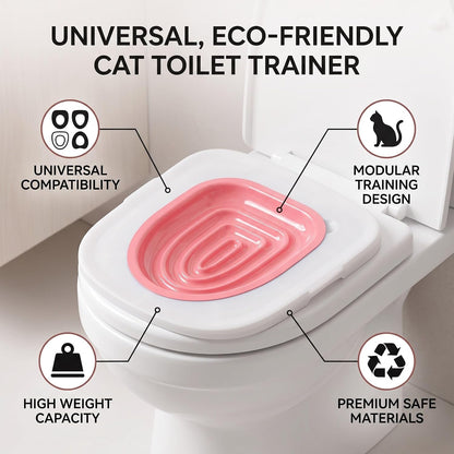 Zerone Cat Toilet Training Kit, Universal Removable Design Reusable Environmentally Friendly Cat Toilet Trainer for Pet Cleaning (White Tray, 1 Pink Inner Support)5