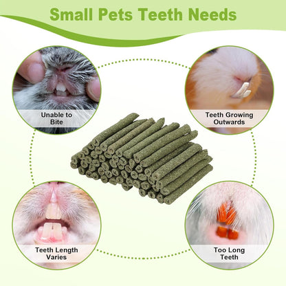 100PCS Timothy Hay Sticks for Rabbits Guinea Pigs Chinchillas Chew Treats, Natural Timothy Grass Molar Teeth Stick Bunny Chew Toys for Rabbits Chinchillas Guinea Pigs Hamsters Rodents3