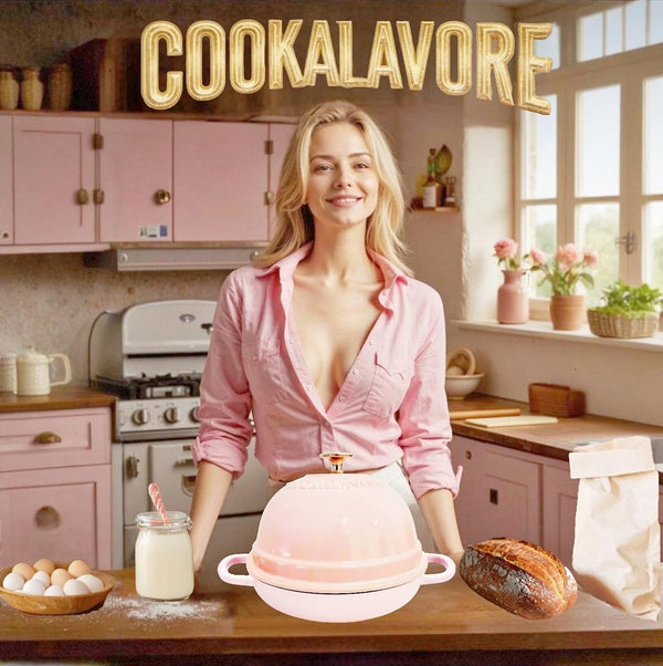 Dutch Oven for Bread Baking,6 Quart Enamel Bread Oven for Sourdough,10.5"Bread Oven with Lid,Bread Pans for Homemade Bread,Pink Thick Enamel Bread Pan-With Silicone Baking Mat&Recipe,Gifts for Family6