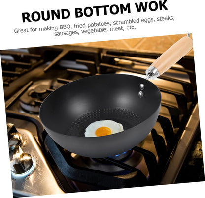 Iron Wok Japanese Frying Pan for Gas Stove round Bottom Wok Pan Small Cookware for Stir Fry Eggs Potatoes Meat and Home Kitchen Use 14.56 X 7.87 X 3.54 In8
