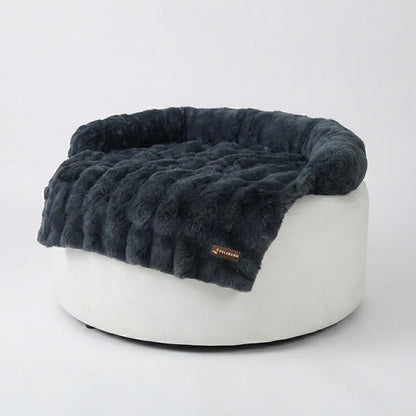 Pelsbarn Dog Bed for Couch, Luxurious Sofa Bed for Dogs with Non-Slip Oxford Bottom - Faux Rabbit Fur with Removable Cover, Large, Gray - 33X33 In1