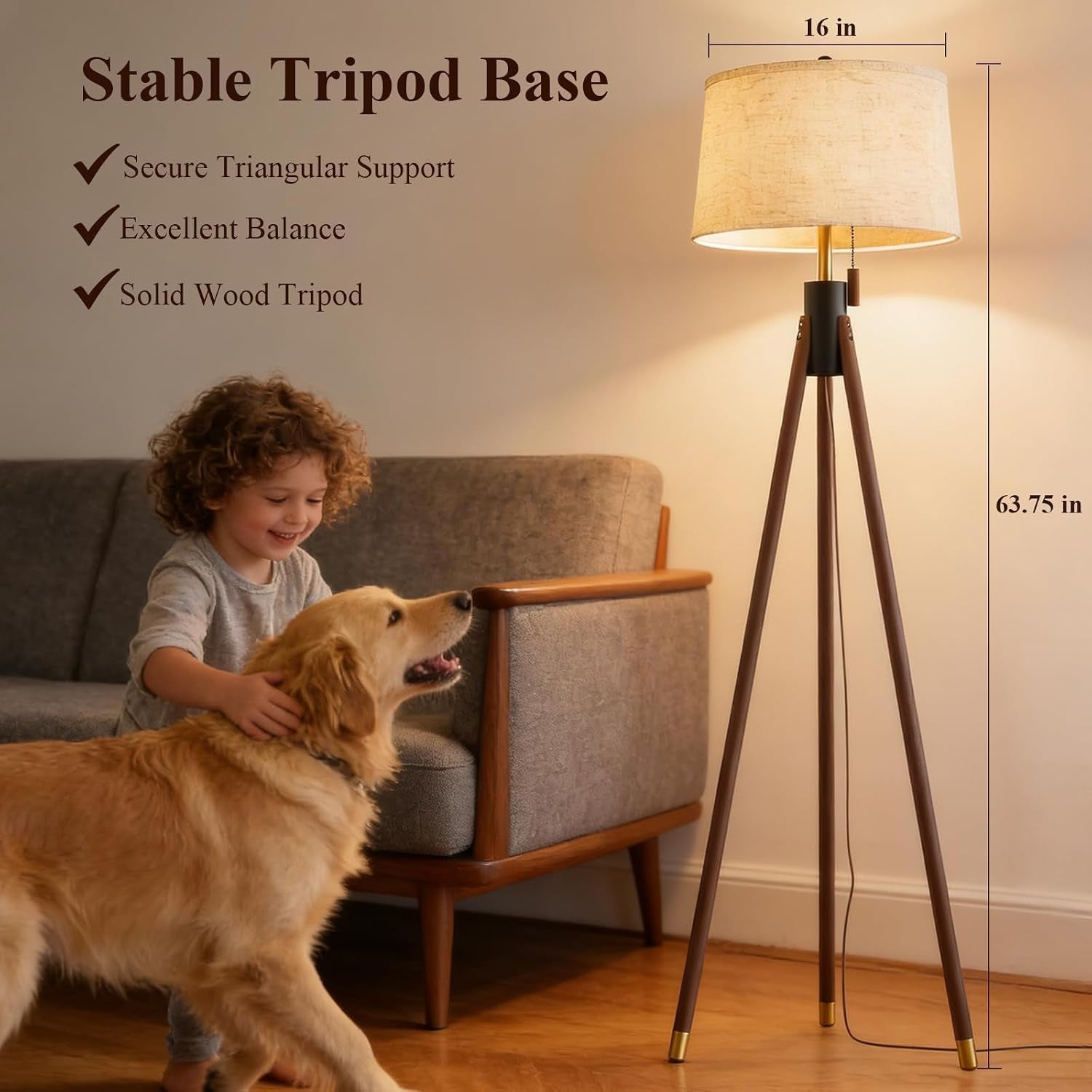 mid-century-tripod-floor-lamp-with-pull-chain-black-gold-finish-two-tone-solid-wood-design-linen-tapered-drum-shade-tall-standing-lamp-for-living-room-bedroom-reading-corner-bulb-included