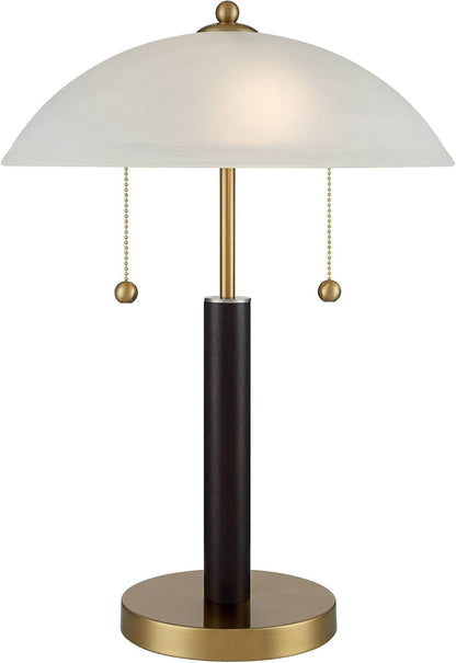Orbital 19 1/2" Small Table Lamp Gold Wood Modern Pull Chain Mid Century | Dome Frosted Glass White Brown Metal Bedroom Living Room Nightstand Bedside Office Kids House Home Family2