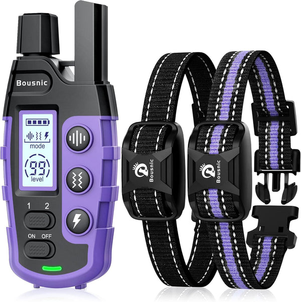 Bousnic Dog Shock Collar 2 Dogs (5-120Lbs) - 3300 Ft Waterproof Training Collar for Dogs Large Medium Small with Rechargeable Remote, Beep (1-8) Vibration (1-16) and Humane Shock (1-99) Modes9